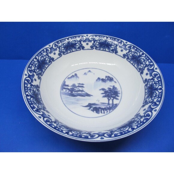 Canton Blue One 9 1/4"  Serving Bowl And Three 8"  Soup Pasta Cereal Bowls VGC - Picture 7 of 14